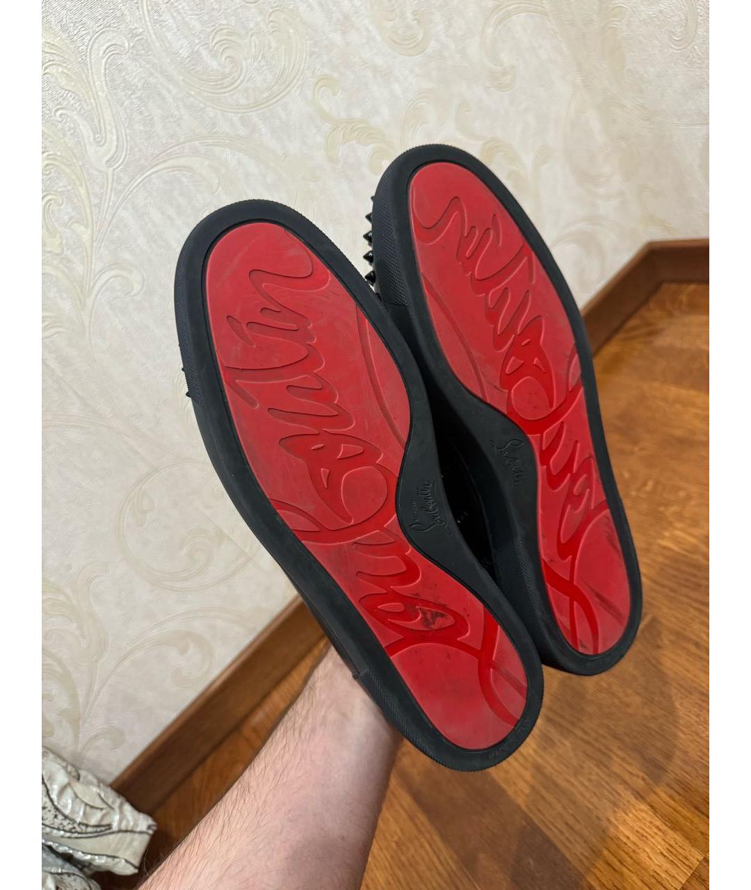 CHRISTIAN LOUBOUTIN Черные кожаные низкие кроссовки / кеды, фото 5