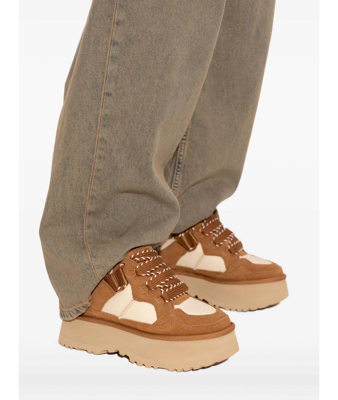 UGG AUSTRALIA Коричневые кожаные кроссовки, фото 5