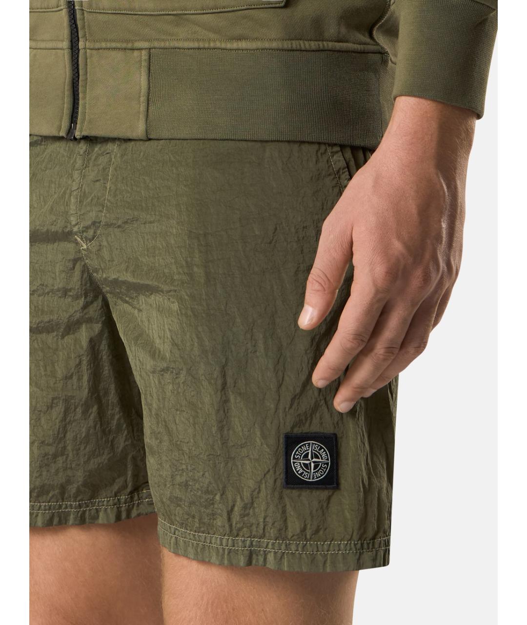STONE ISLAND Зеленые шорты, фото 3