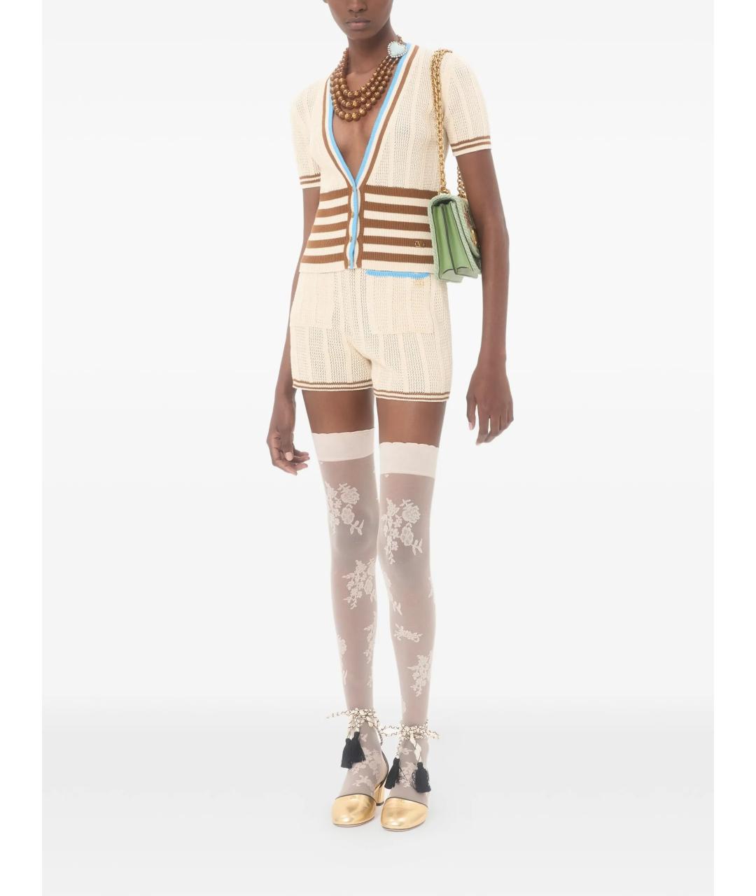 VALENTINO Бежевые хлопковые шорты, фото 2