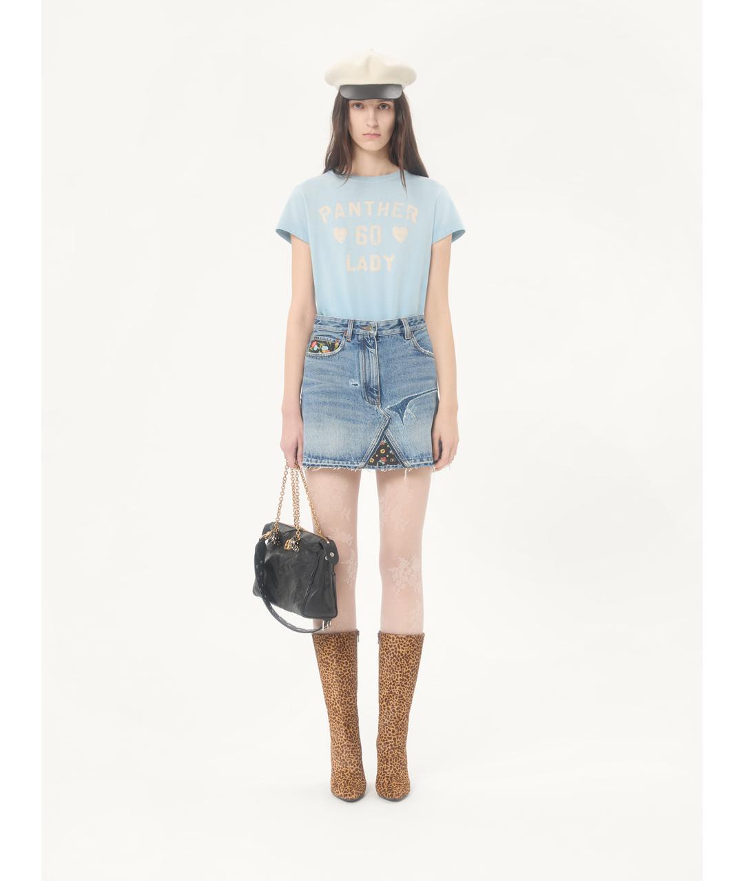 VALENTINO Голубая хлопковая футболка, фото 2