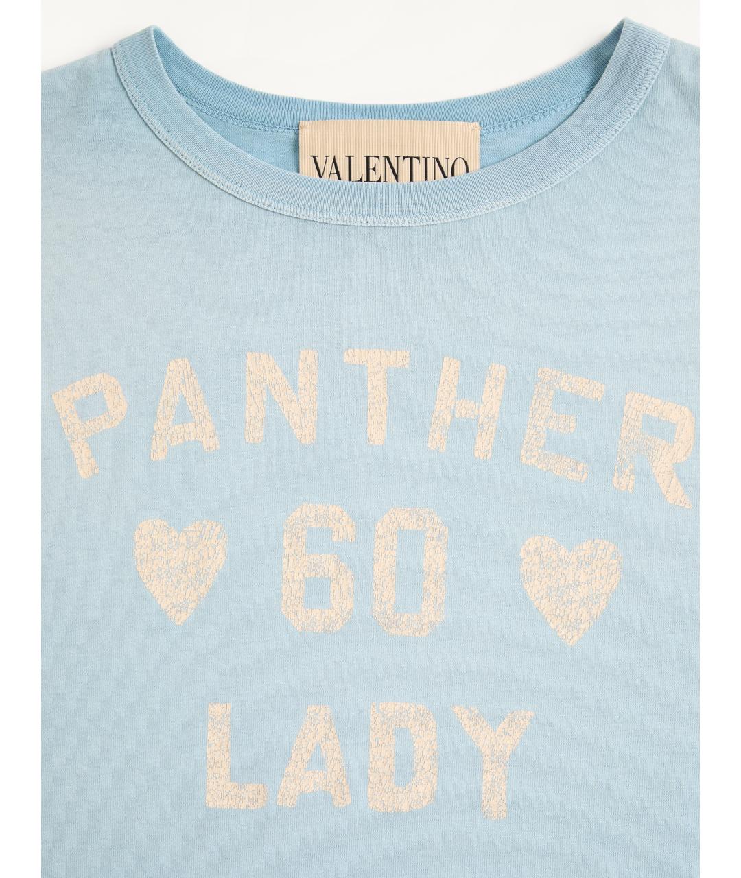 VALENTINO Голубая хлопковая футболка, фото 6
