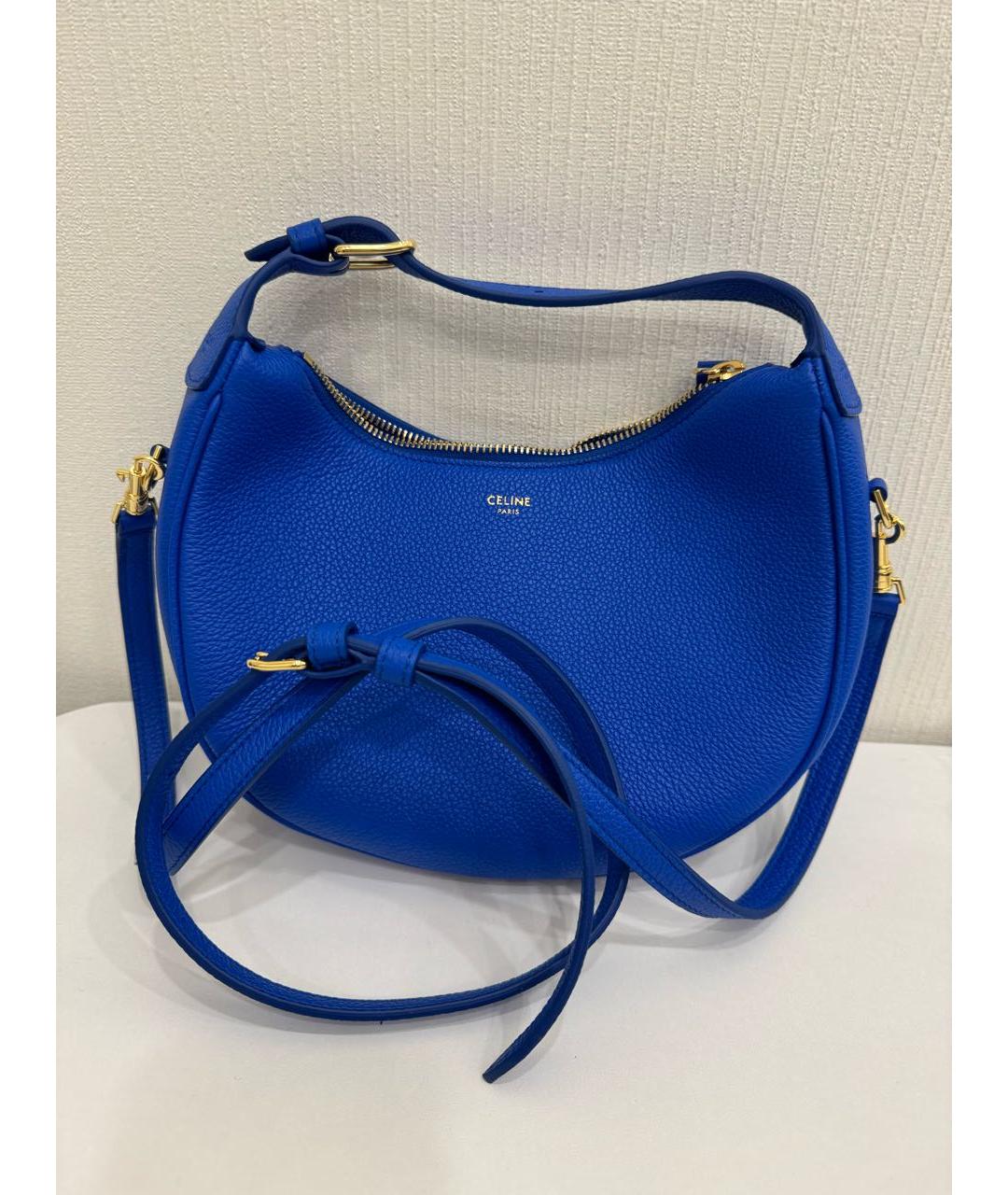 CELINE Синяя кожаная сумка с короткими ручками, фото 5