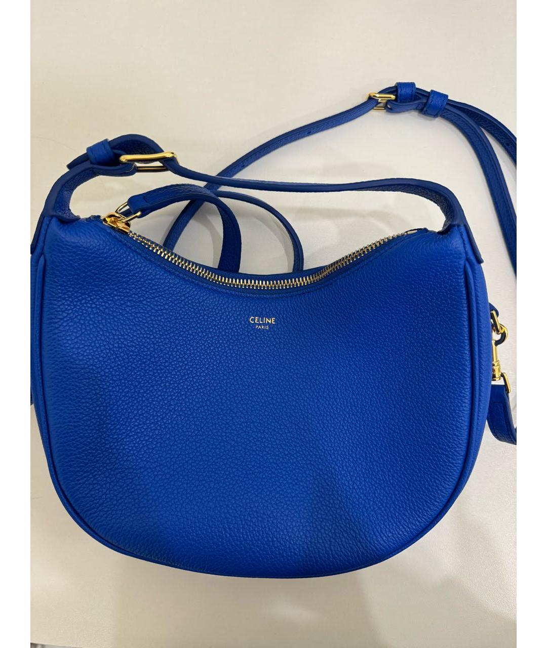 CELINE Синяя кожаная сумка с короткими ручками, фото 2