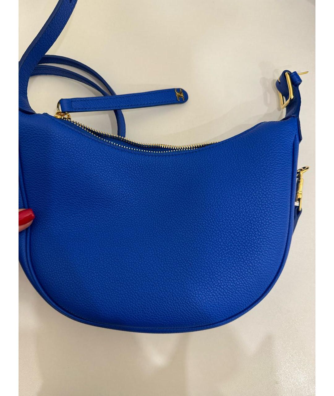 CELINE Синяя кожаная сумка с короткими ручками, фото 3