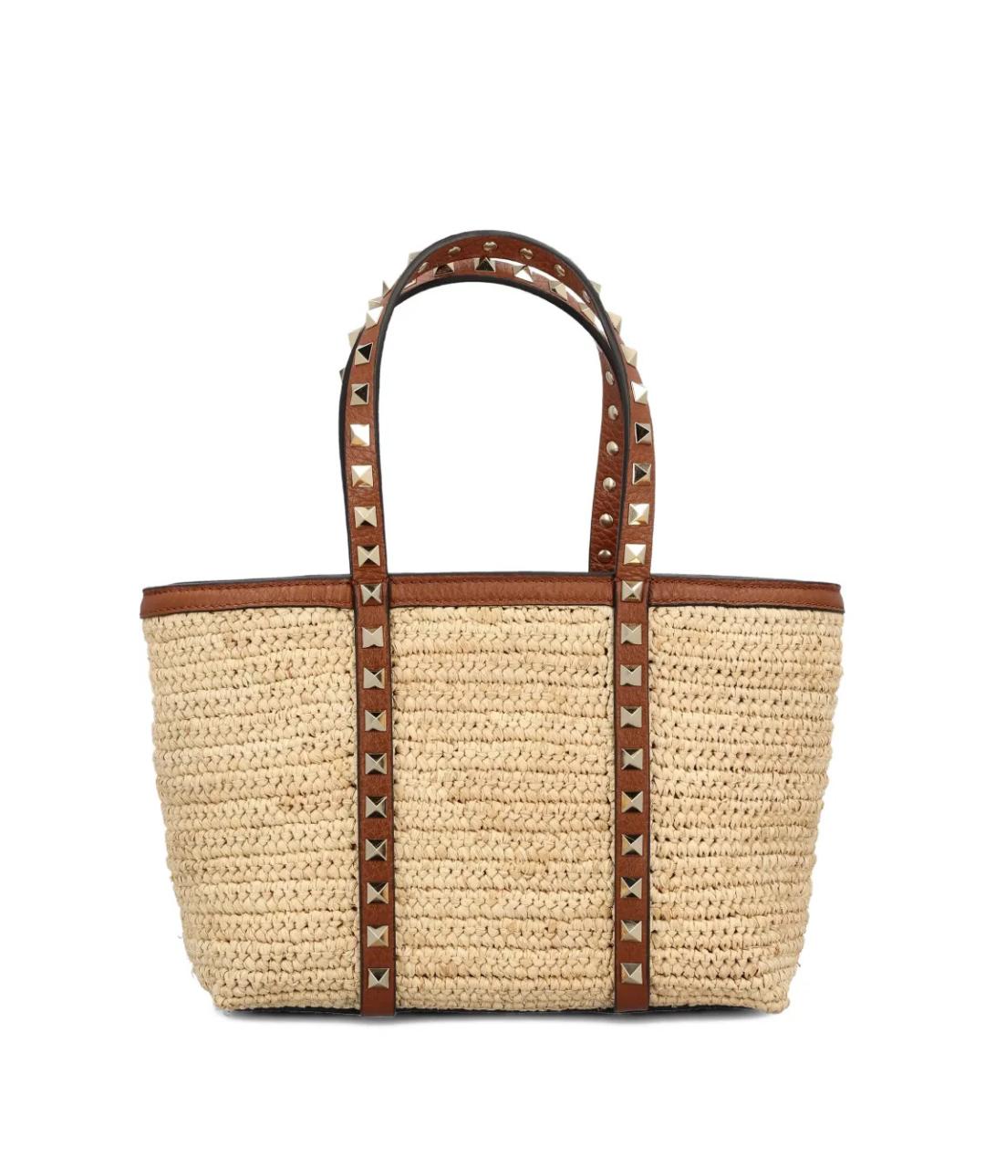 VALENTINO Бежевая пелетеная сумка тоут, фото 2