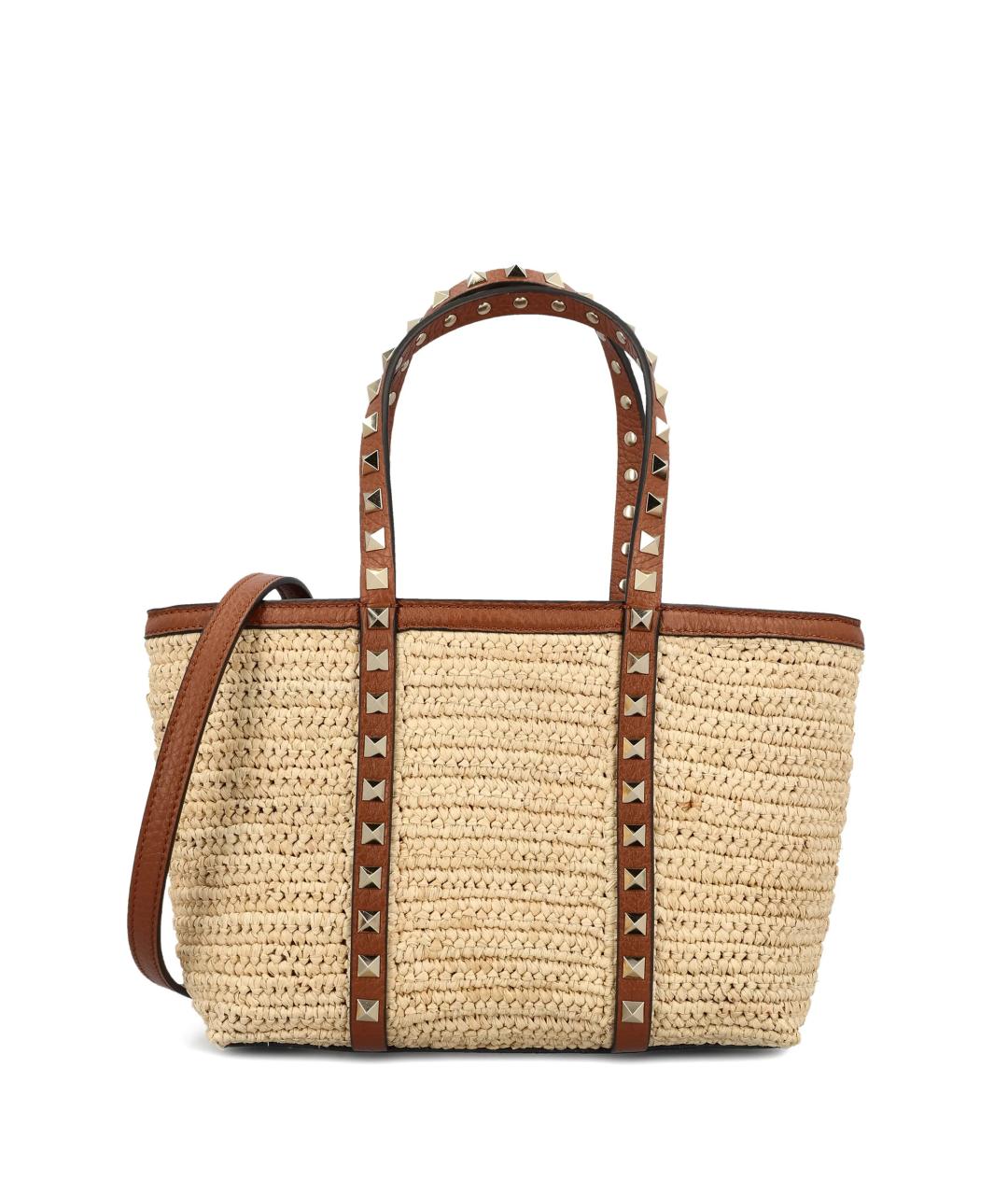 VALENTINO Бежевая пелетеная сумка тоут, фото 1