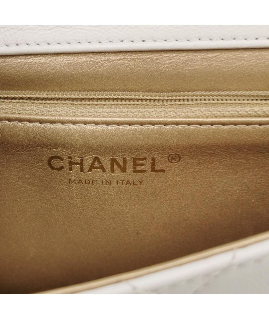 CHANEL Белая кожаная сумка через плечо, фото 8