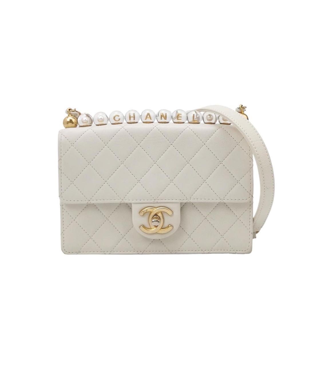 CHANEL Белая кожаная сумка через плечо, фото 1