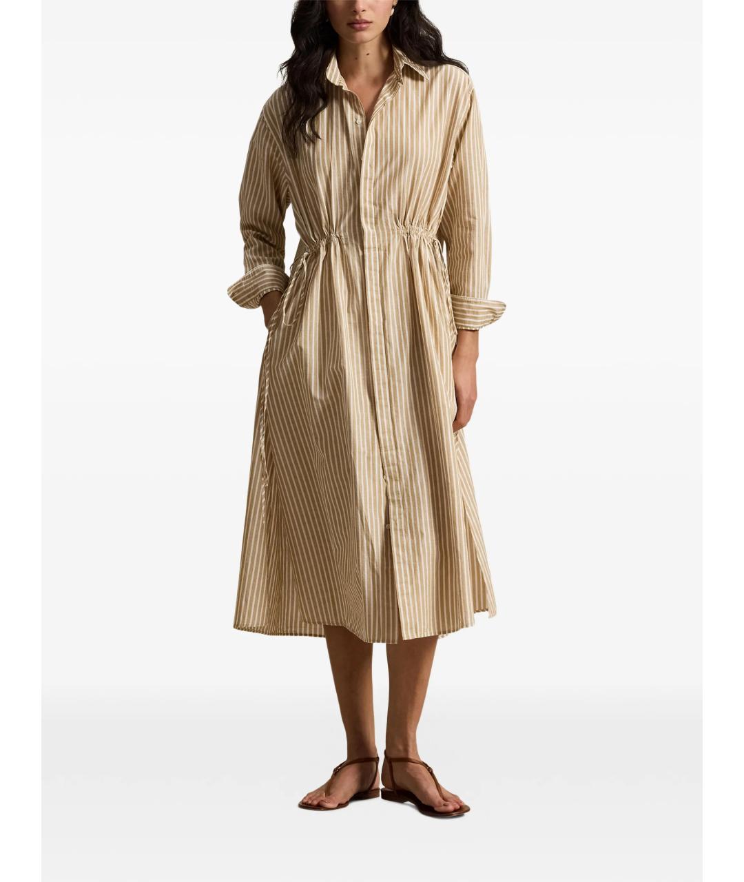 POLO RALPH LAUREN Бежевое хлопковое повседневное платье, фото 2