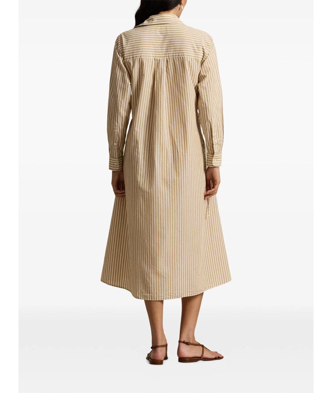 POLO RALPH LAUREN Бежевое хлопковое повседневное платье, фото 3
