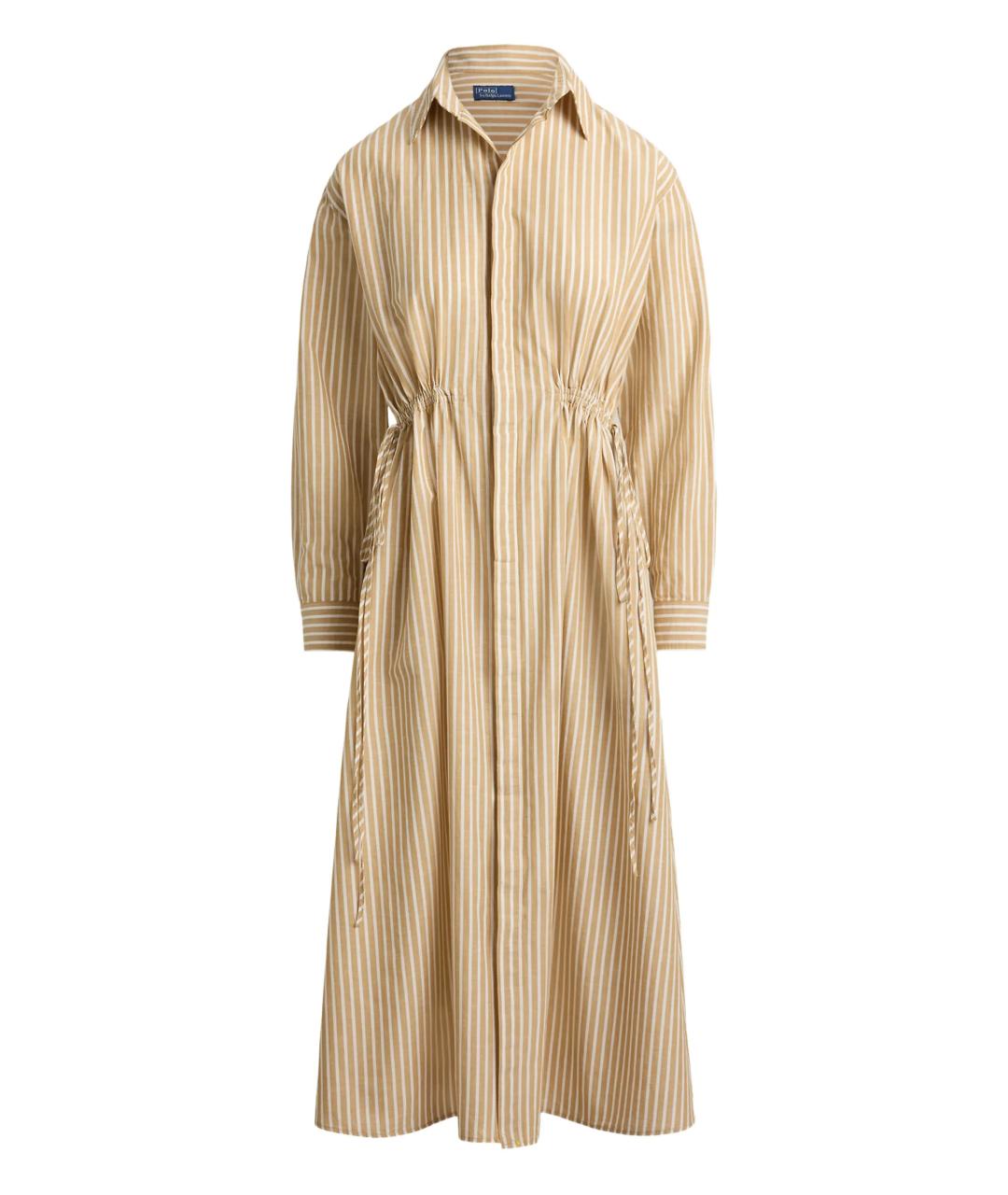 POLO RALPH LAUREN Бежевое хлопковое повседневное платье, фото 1