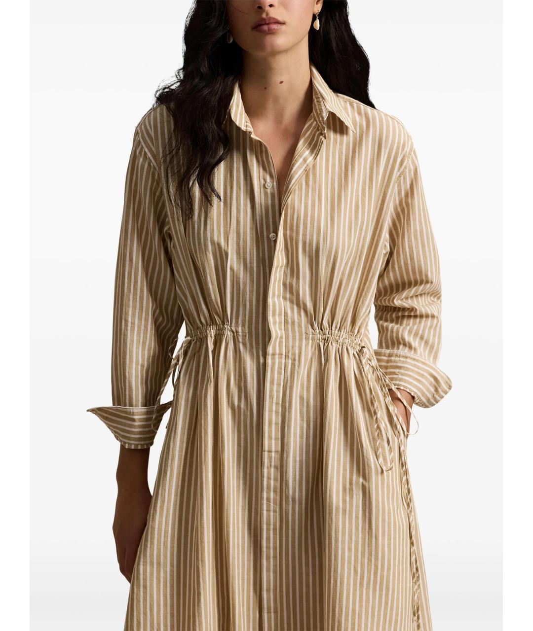 POLO RALPH LAUREN Бежевое хлопковое повседневное платье, фото 4