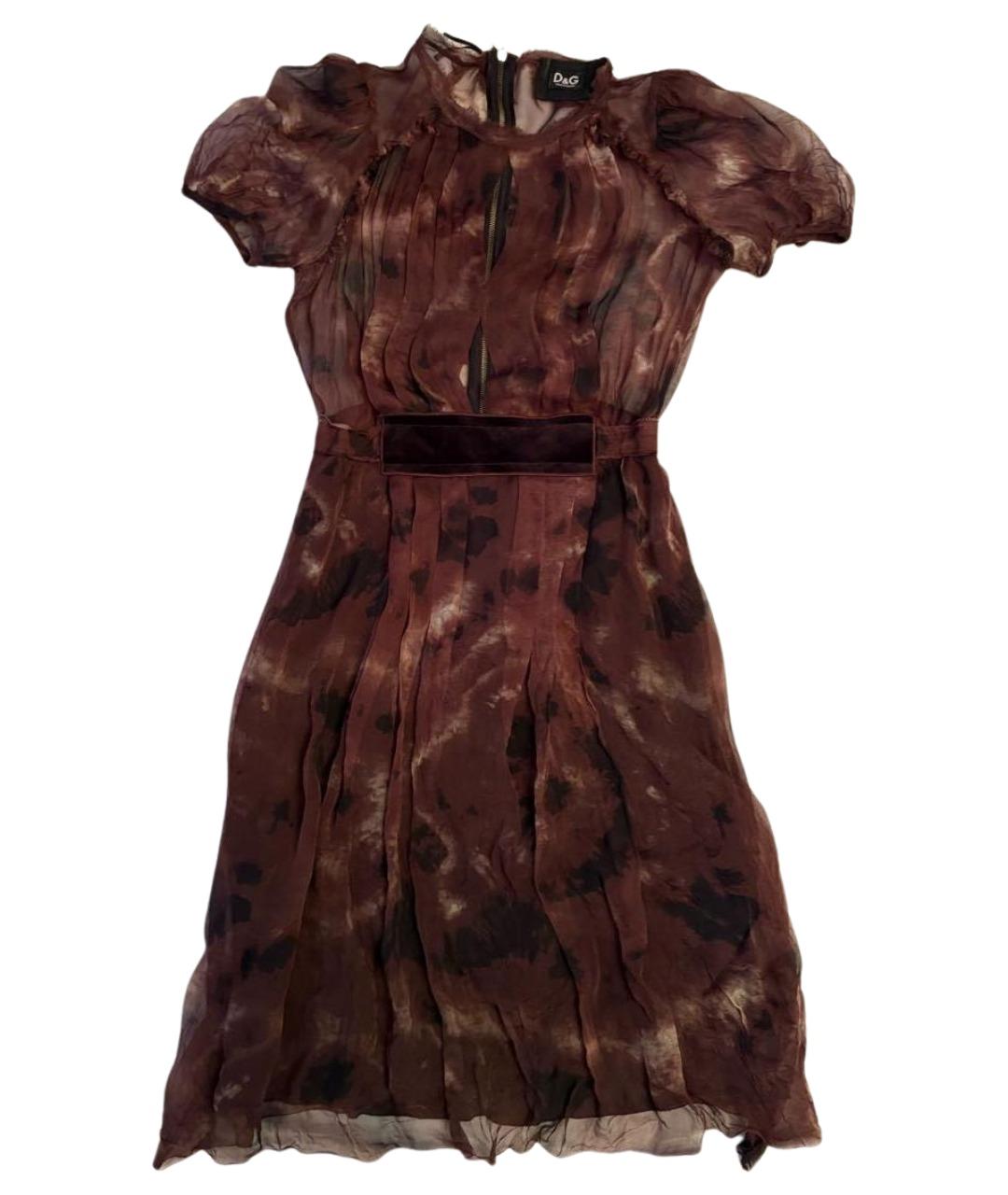 DOLCE&GABBANA Коричневое шелковое повседневное платье, фото 1