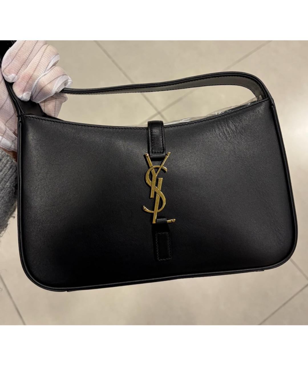 SAINT LAURENT Черная кожаная сумка через плечо, фото 2