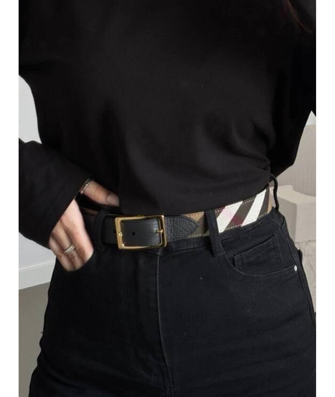 BURBERRY Черный кожаный ремень, фото 3