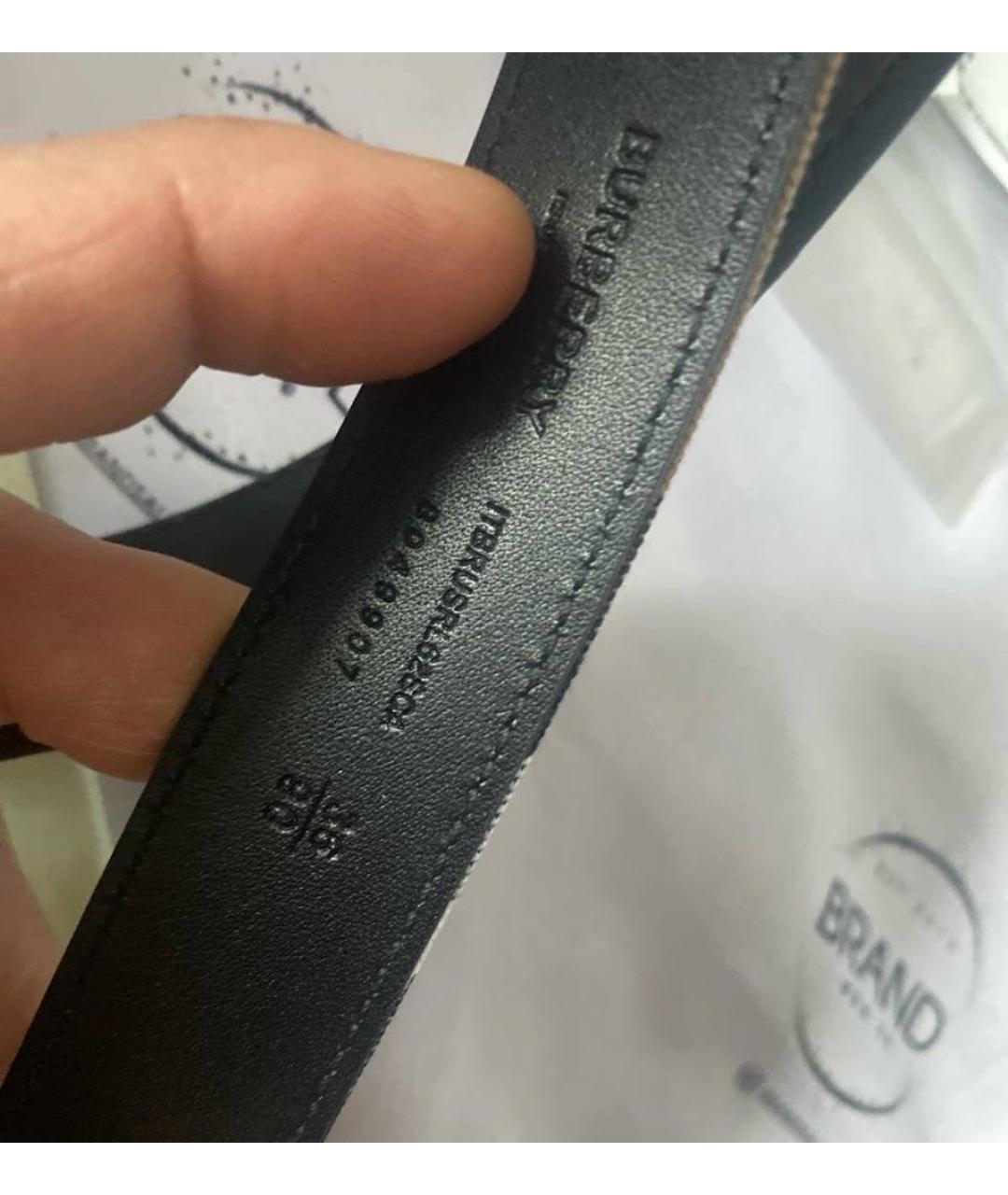 BURBERRY Черный кожаный ремень, фото 4