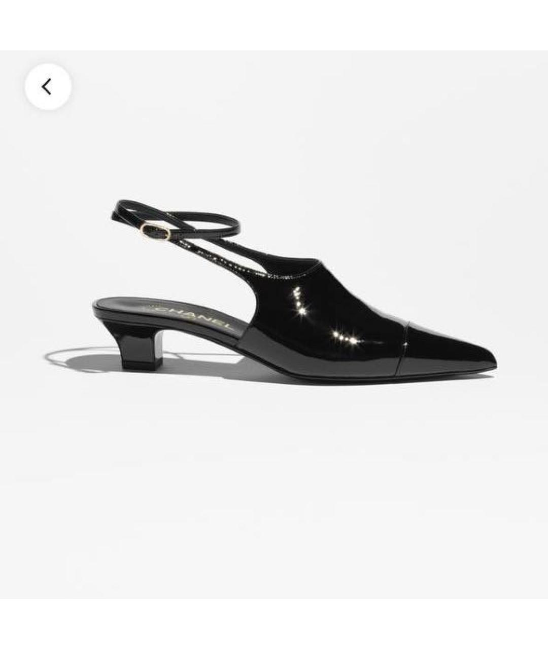 CHANEL Черные кожаные лодочки на низком каблуке, фото 3