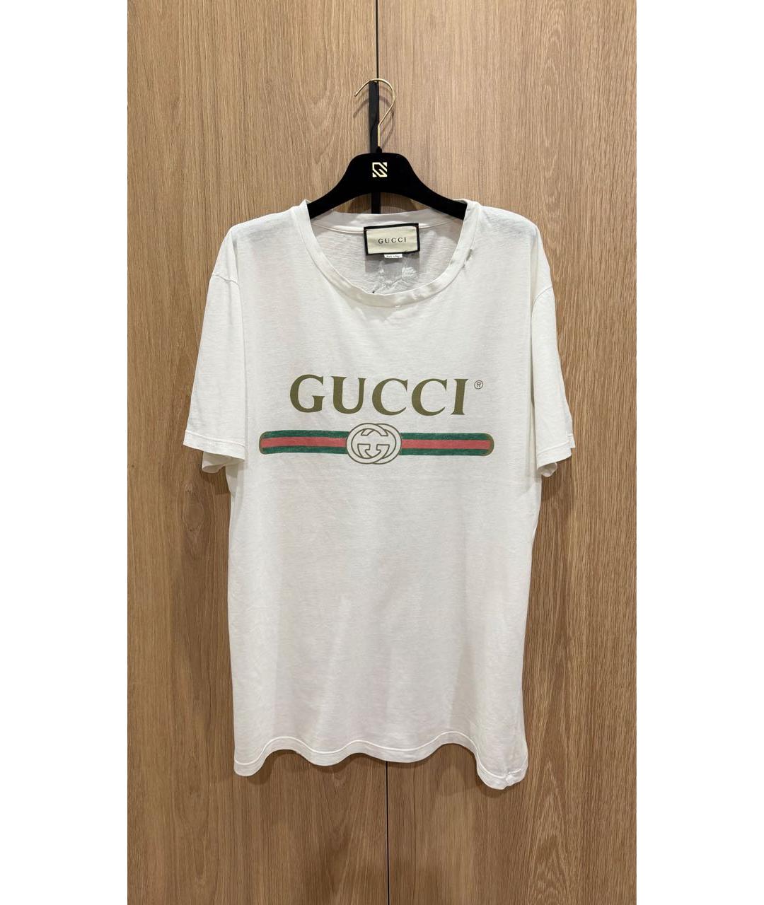 GUCCI Белая хлопковая футболка, фото 4