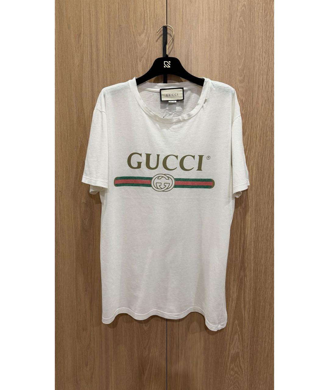 GUCCI Белая хлопковая футболка, фото 5