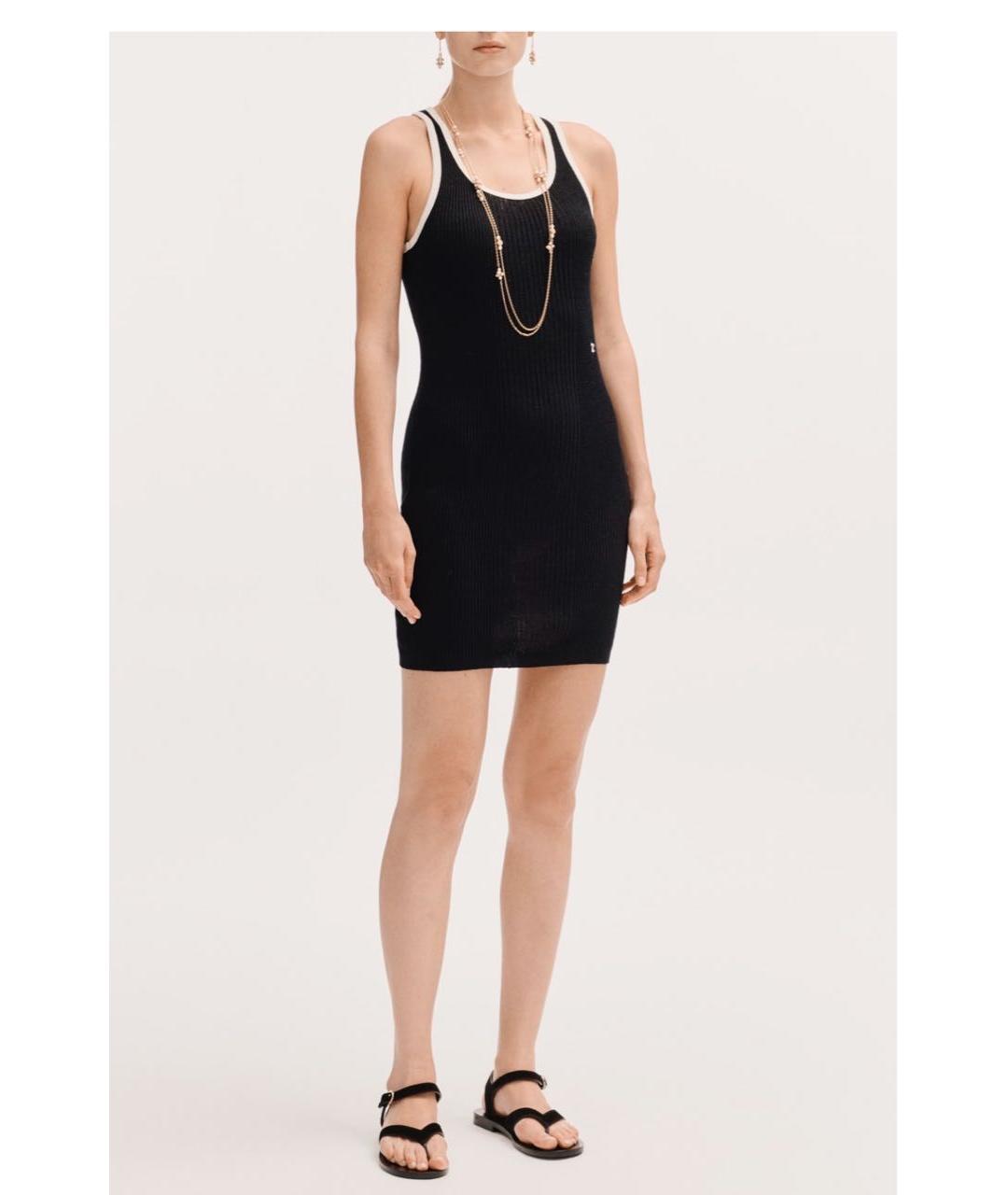 CHANEL Черное льняное повседневное платье, фото 4