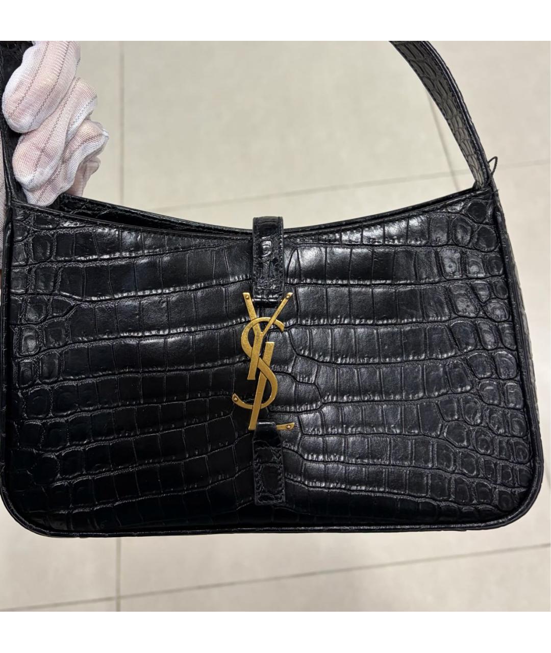 SAINT LAURENT Черная кожаная сумка через плечо, фото 2