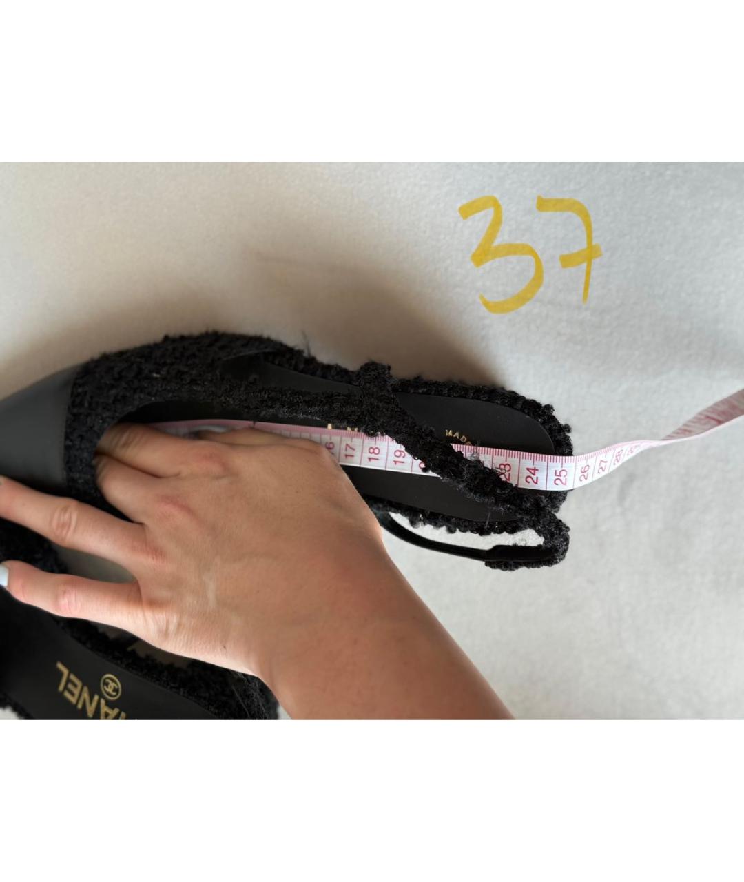 CHANEL Черные текстильные лодочки на низком каблуке, фото 3