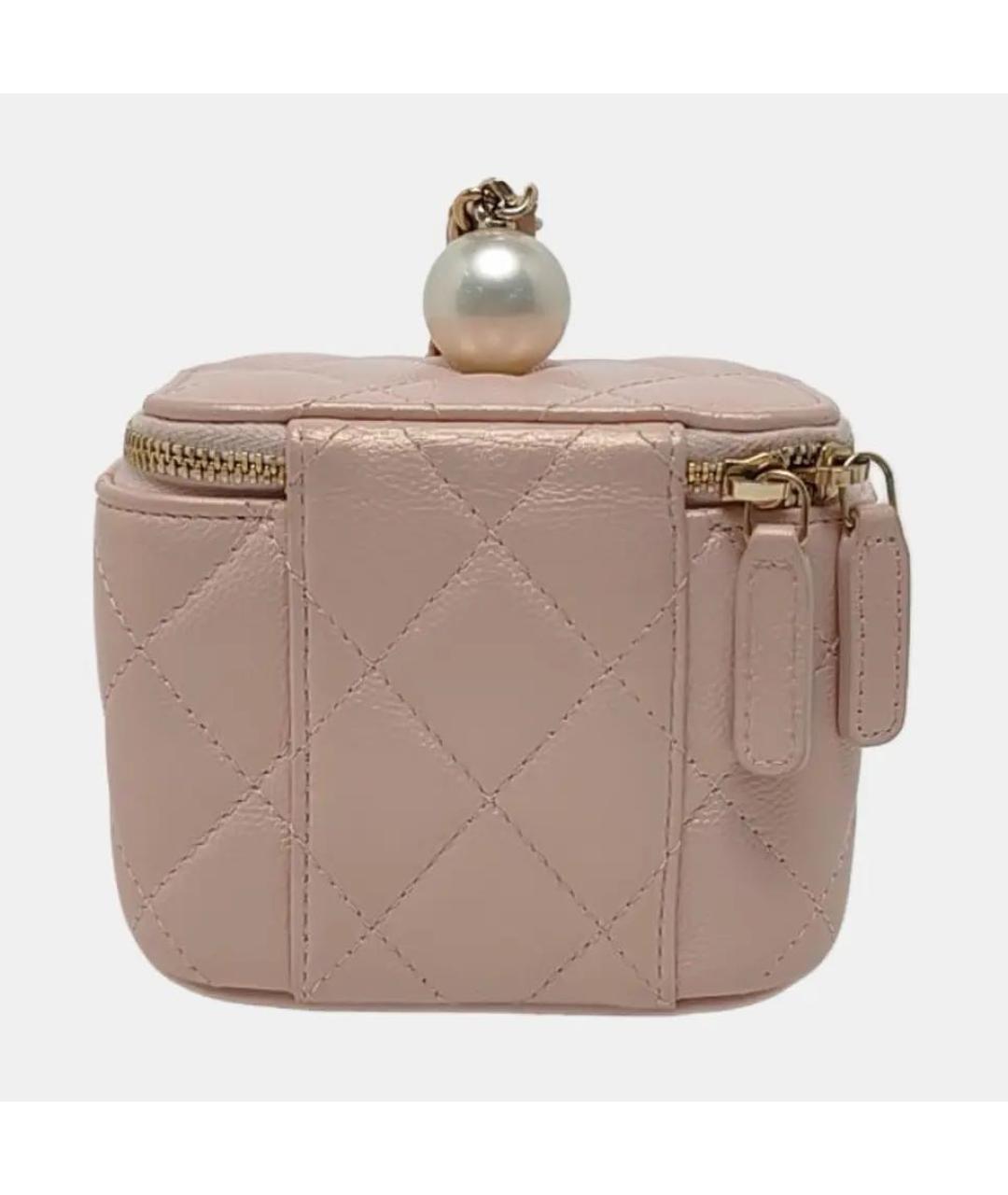 CHANEL Розовая кожаная сумка с короткими ручками, фото 4