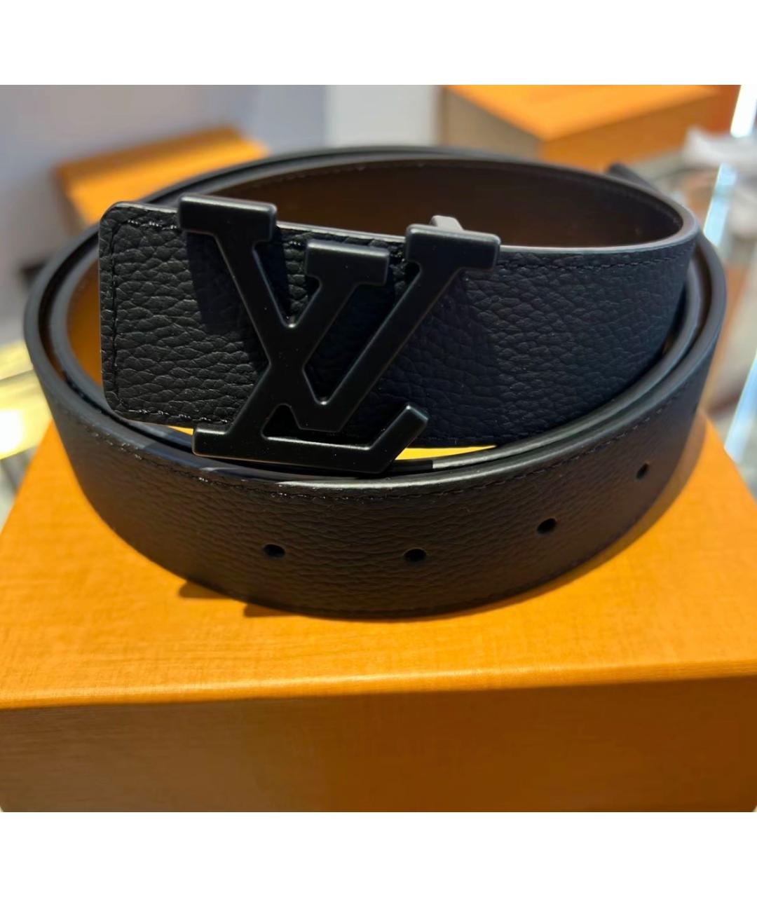 LOUIS VUITTON Черный кожаный ремень, фото 7