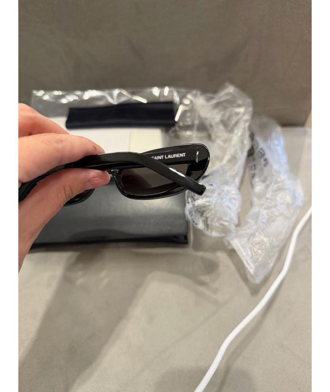 SAINT LAURENT Черные пластиковые солнцезащитные очки, фото 5