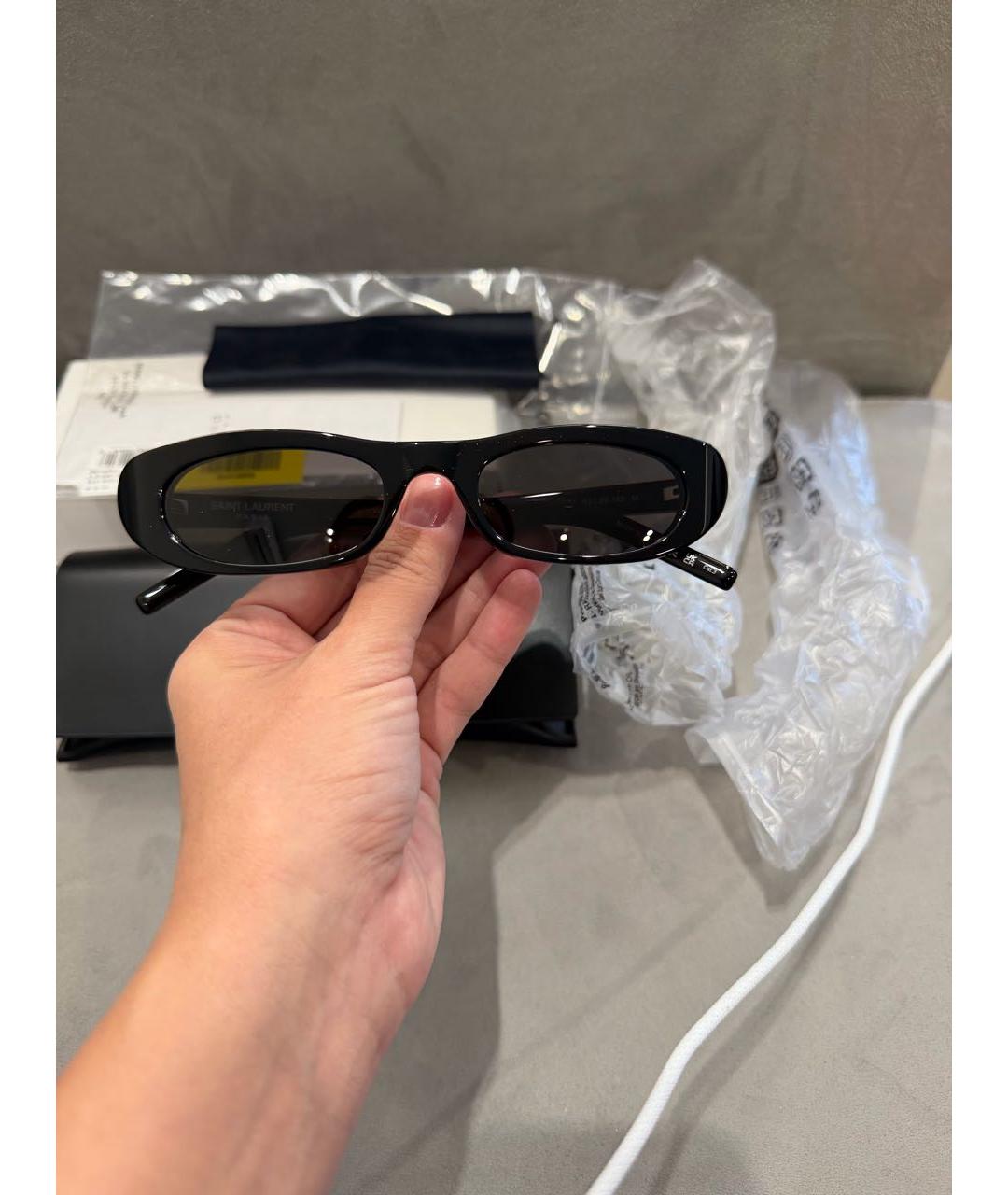 SAINT LAURENT Черные пластиковые солнцезащитные очки, фото 4