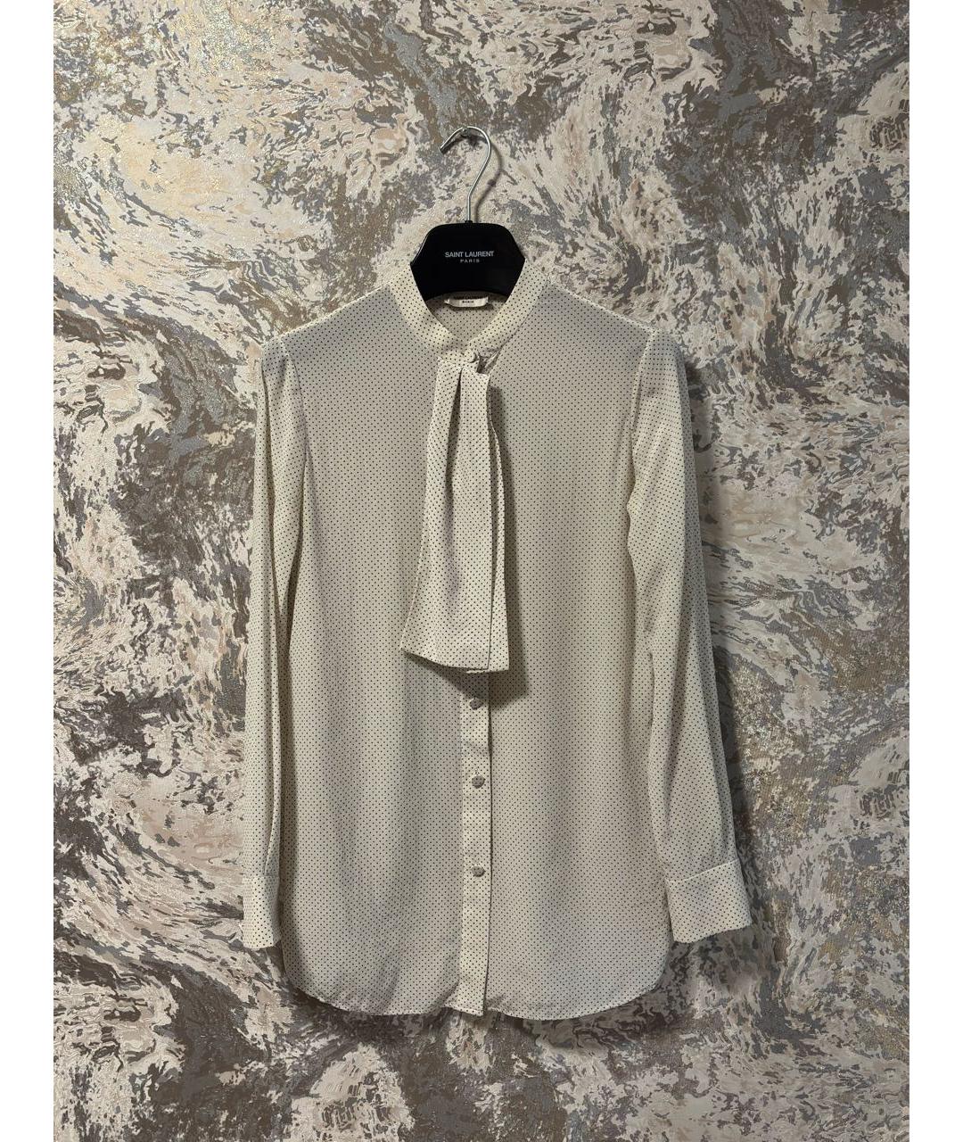 SAINT LAURENT Белая шелковая блузы, фото 8