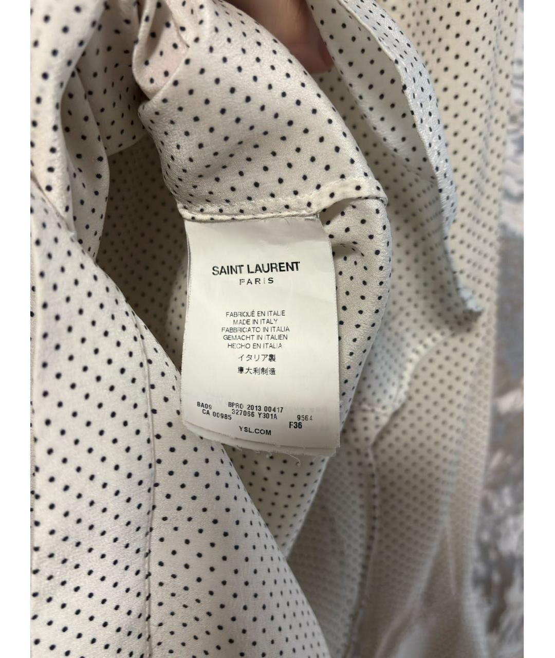 SAINT LAURENT Белая шелковая блузы, фото 7