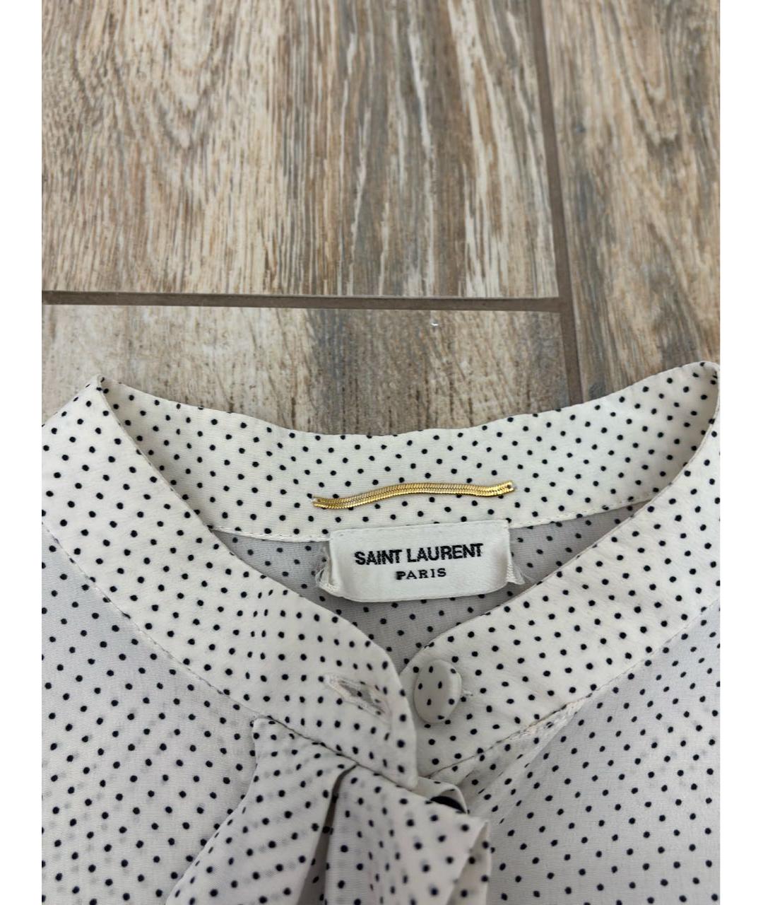 SAINT LAURENT Белая шелковая блузы, фото 5