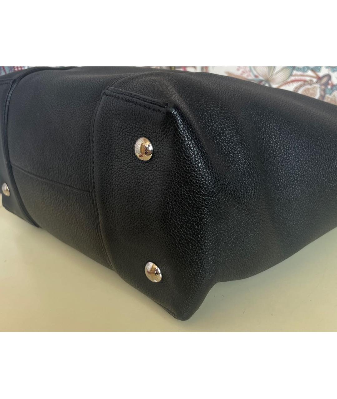 LOUIS VUITTON Черная кожаная сумка тоут, фото 7