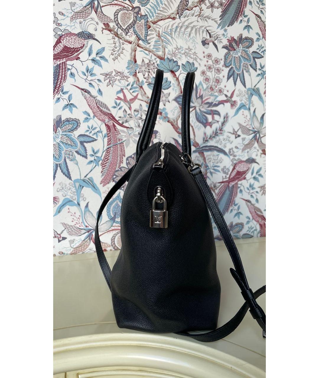 LOUIS VUITTON Черная кожаная сумка тоут, фото 3