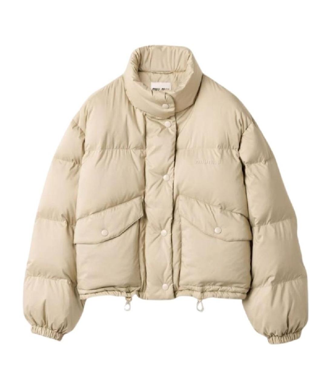 MIU MIU Бежевый полиэстеровый пуховик, фото 1