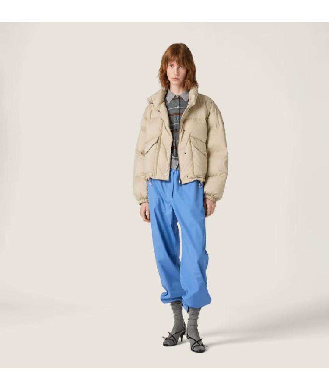 MIU MIU Бежевый полиэстеровый пуховик, фото 5