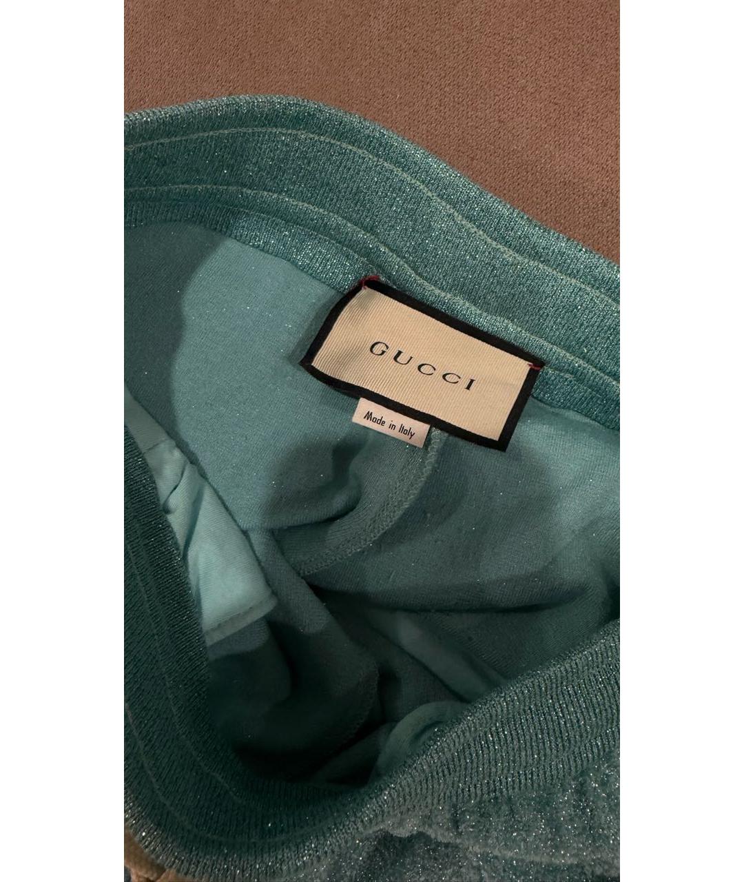 GUCCI Голубые вискозные брюки широкие, фото 4