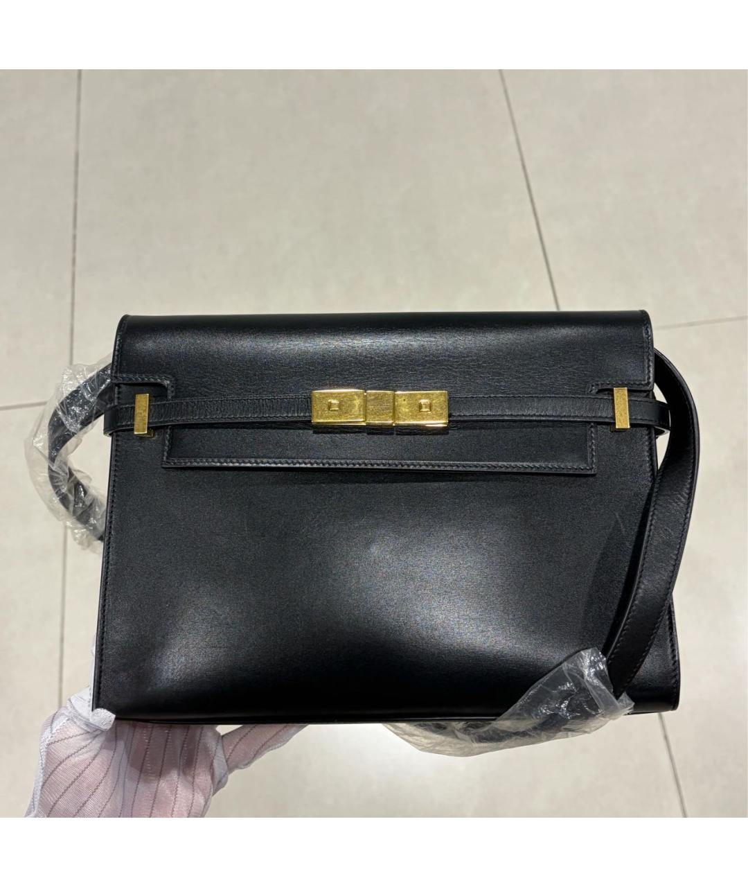 SAINT LAURENT Черная кожаная сумка через плечо, фото 2