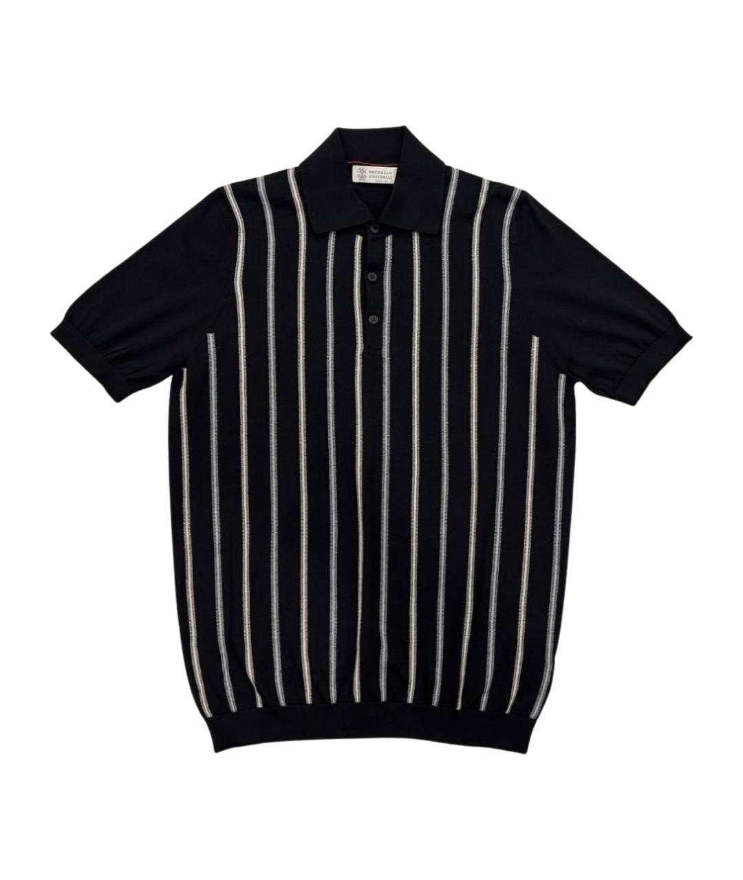 BRUNELLO CUCINELLI Черное хлопковое поло с коротким рукавом, фото 4