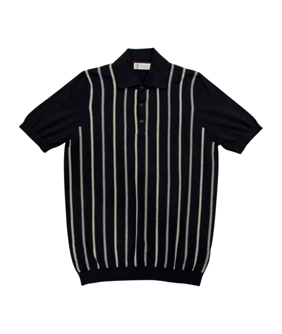 BRUNELLO CUCINELLI Черное хлопковое поло с коротким рукавом, фото 1