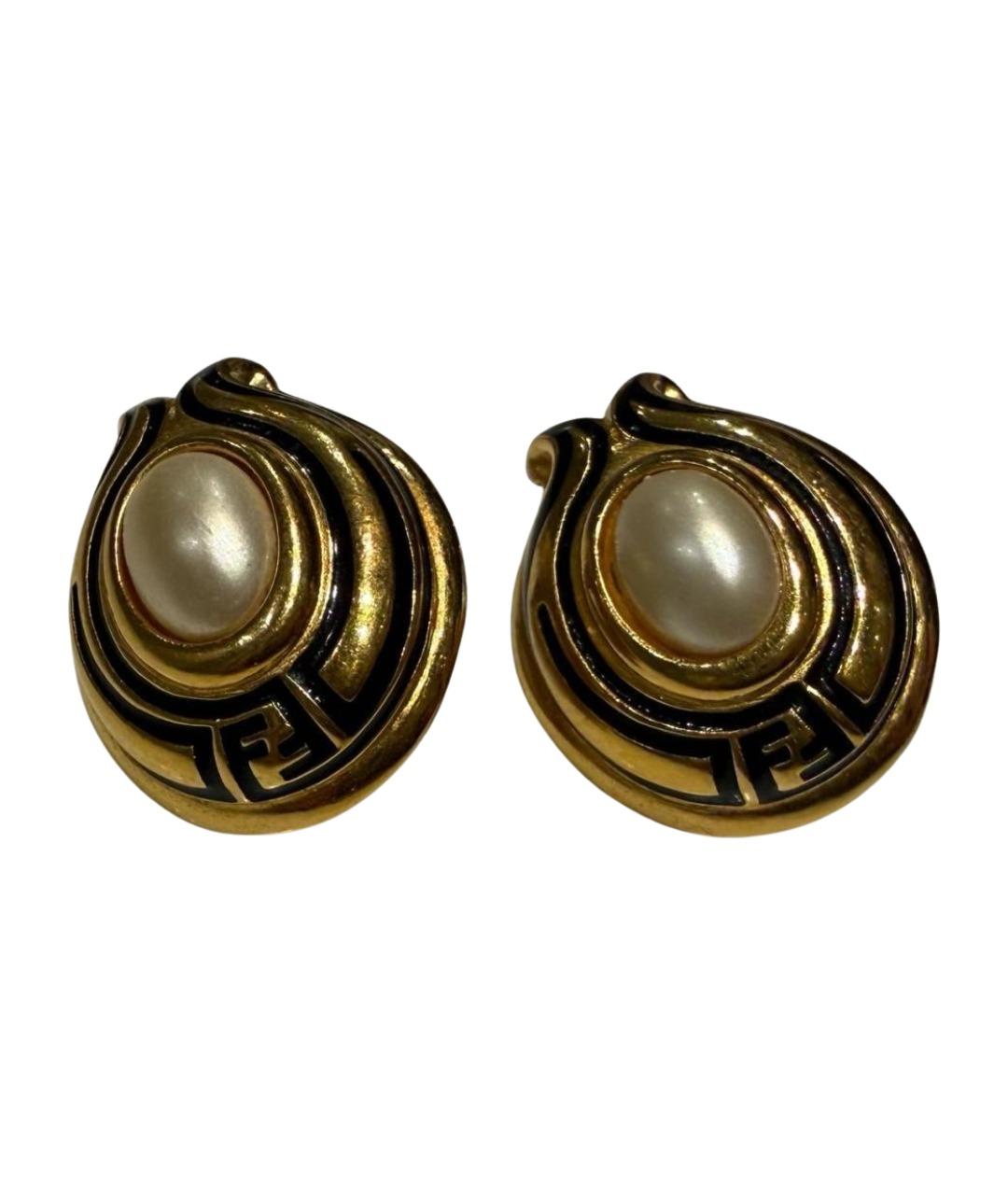 FENDI Золотые латунные серьги, фото 1