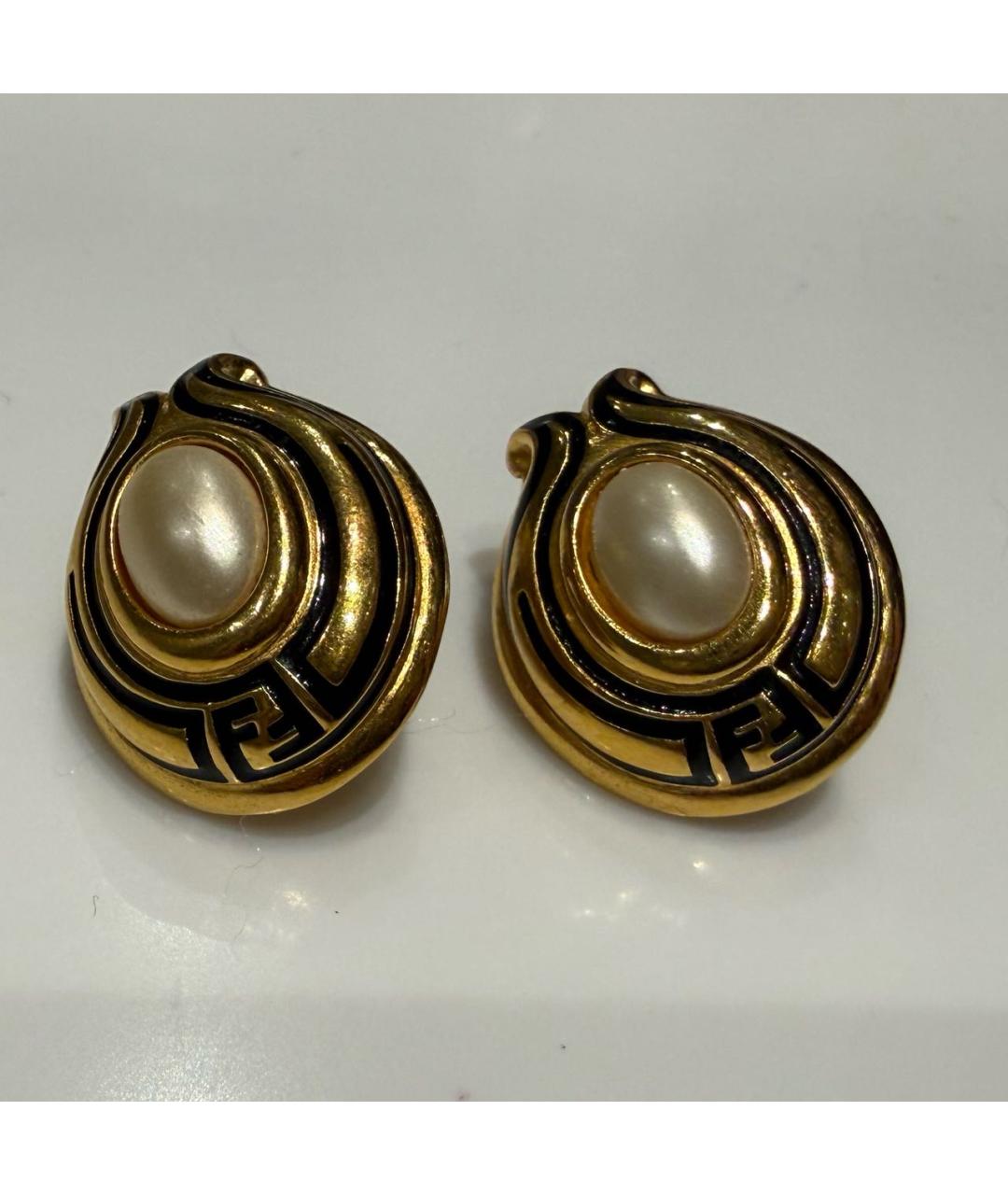 FENDI Золотые латунные серьги, фото 5