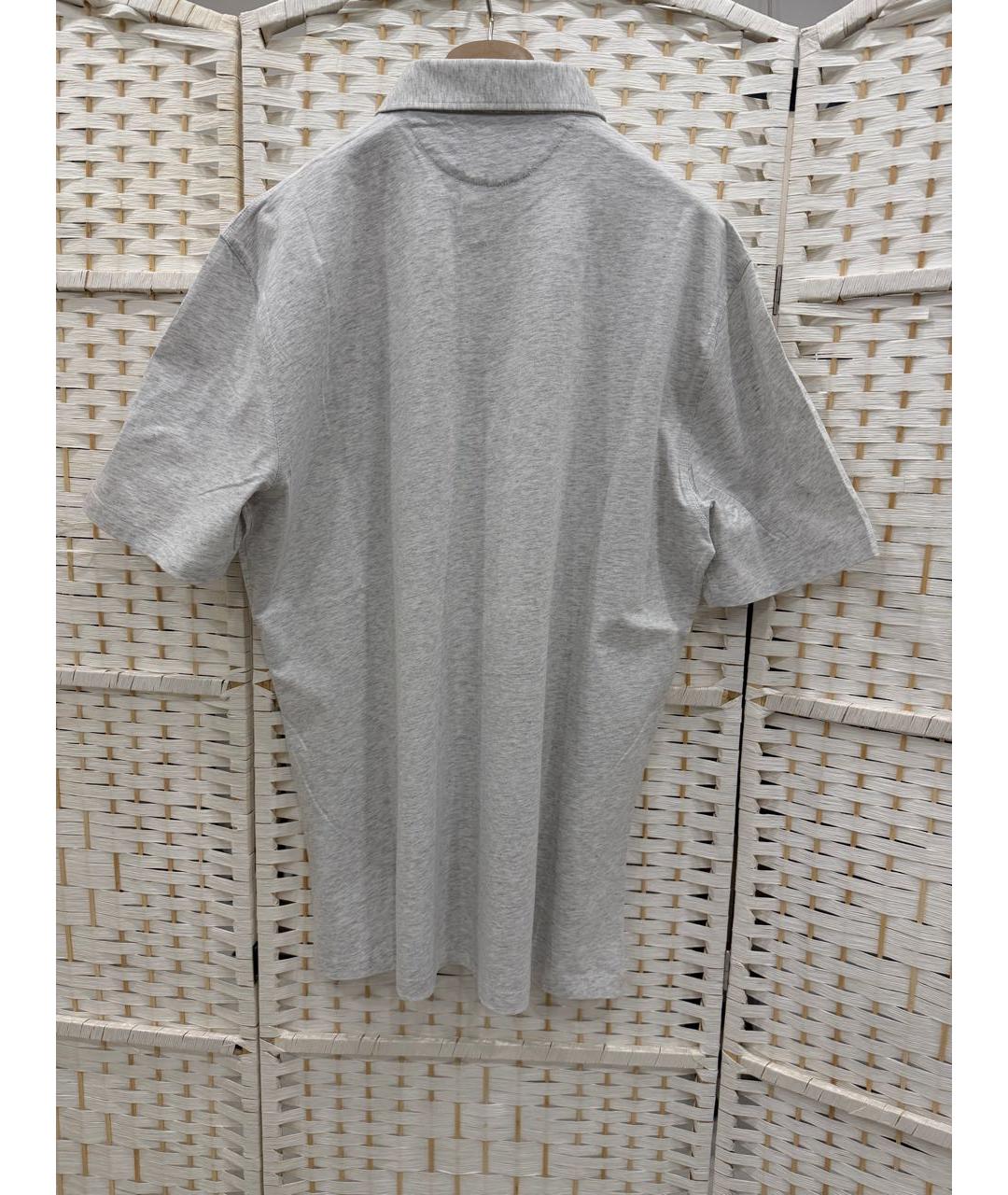 BRUNELLO CUCINELLI Серое хлопковое поло с коротким рукавом, фото 2