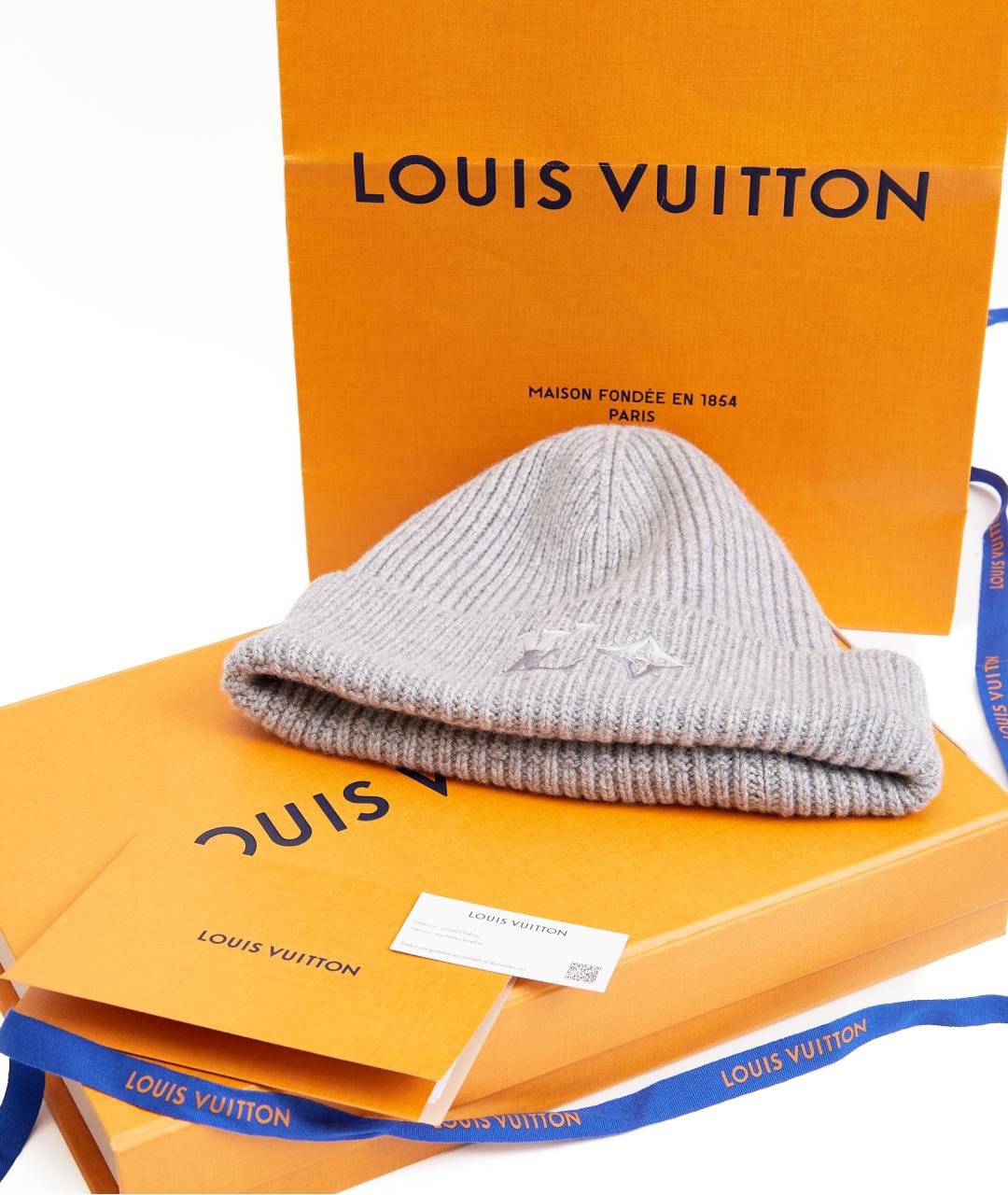 LOUIS VUITTON Серая кашемировая шапка, фото 5