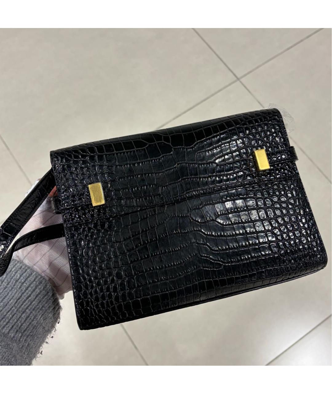 SAINT LAURENT Черная кожаная сумка через плечо, фото 3