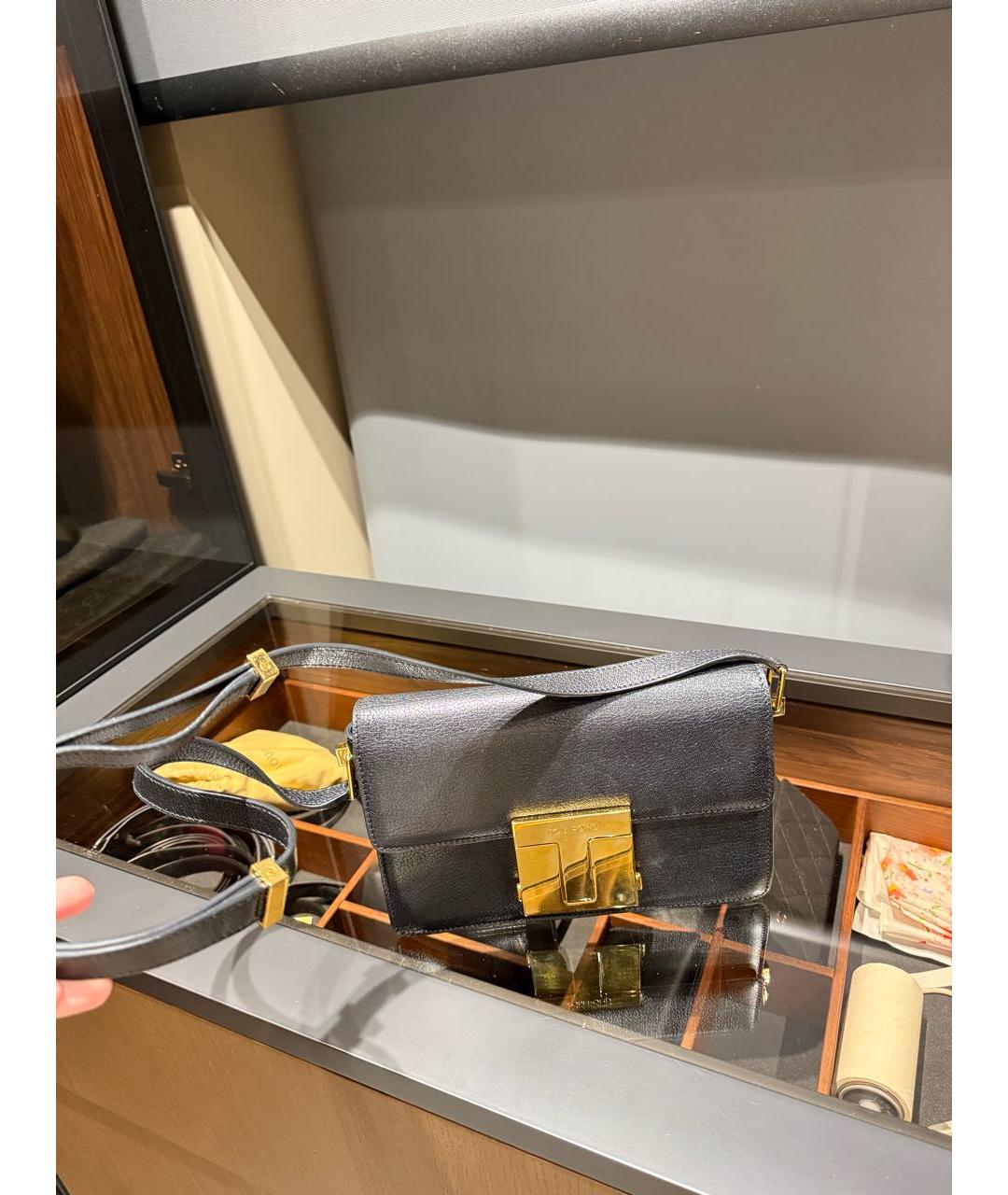 TOM FORD Черная кожаная сумка через плечо, фото 2