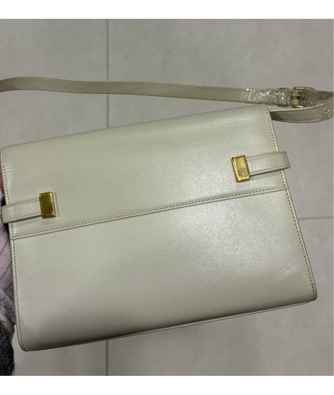 SAINT LAURENT Белая кожаная сумка через плечо, фото 3