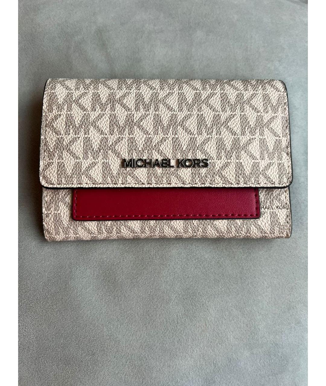 MICHAEL KORS Бежевый кошелек из искусственной кожи, фото 7